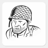 Amerikaanse Soldaat Illustratie Vierkante Sticker (Voorkant)
