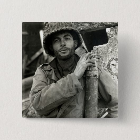 Amerikaanse soldaat in Hurtgen Forest Vierkante Button 5,1 Cm (Voorkant)