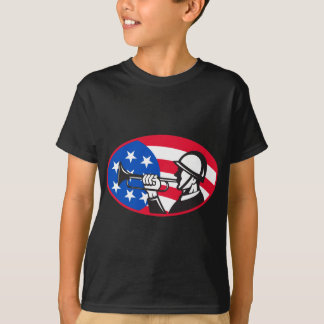 Amerikaanse soldaat met afluisteraars, sterren en  t-shirt