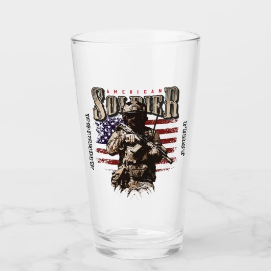 Amerikaanse Soldaat Ontwerp Pint Glas Kop (Voorkant)