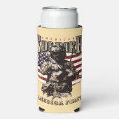 Amerikaanse Soldaat Ontwerp Skinny Koelbox Seltzer Blikjeskoeler (Seltzer Voorkant)