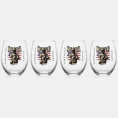 Amerikaanse Soldaat Ontwerp Stemless Wijn Glas Set (Voorkant)