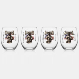 Amerikaanse Soldaat Ontwerp Stemless Wijn Glas Set