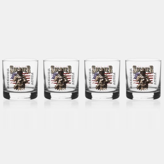 Amerikaanse Soldaat Ontwerp Whiskey Glas Set (Voorkant)