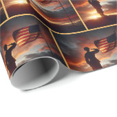 Amerikaanse soldaat saluutvlag cadeaupapier (Rol Hoek)