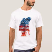 Amerikaanse soldaat silhouet met Amerikaanse vlag T-shirt (Voorkant)