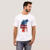 Amerikaanse soldaat silhouet met Amerikaanse vlag T-shirt (Voorkant volledig)