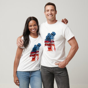 Amerikaanse soldaat silhouet met Amerikaanse vlag T-shirt