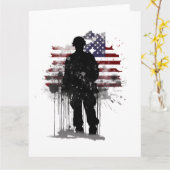 Amerikaanse soldaat tegen vlag van de VS Kaart (Gele Bloem)