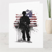 Amerikaanse soldaat tegen vlag van de VS Kaart (Voorkant)