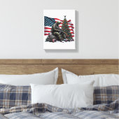 Amerikaanse Soldaat VS Vlag Kerstboom Art Canvas Afdruk (Insitu (Slaapkamer))