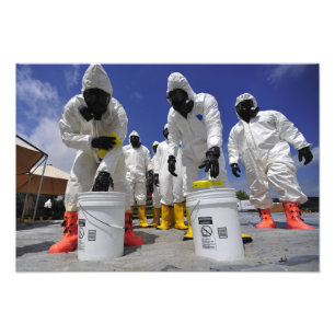 Amerikaanse soldaten van het 457e chemische batalj foto afdruk