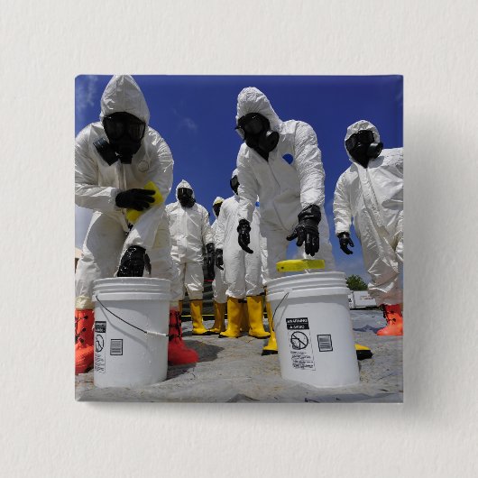 Amerikaanse soldaten van het 457e chemische batalj vierkante button 5,1 cm (Voorkant)