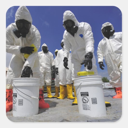 Amerikaanse soldaten van het 457e chemische batalj vierkante sticker (Voorkant)