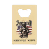 Amerikaanse Solder Design Roestvrij staal Opener Creditkaart Flessenopener (Voorkant)