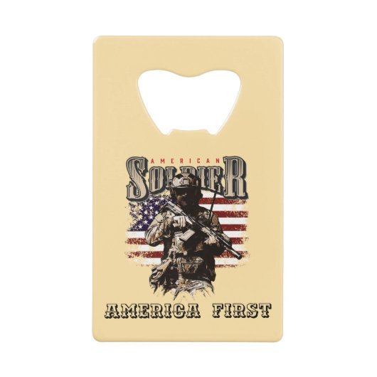Amerikaanse Solder Design Roestvrij staal Opener Creditkaart Flessenopener (Voorkant)