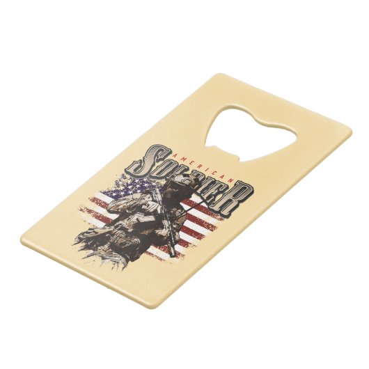 Amerikaanse Solder Design Roestvrij staal Opener Creditkaart Flessenopener (Achterkant Gekanteld)