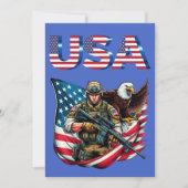 Amerikaanse Soldier Eagle USA Vlag Patriottische K Bedankkaart (Voorkant)