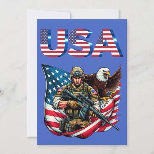 Amerikaanse Soldier Eagle USA Vlag Patriottische K Bedankkaart (Voorkant)