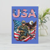 Amerikaanse Soldier Eagle USA Vlag Patriottische K Bedankkaart (Staand voorkant)