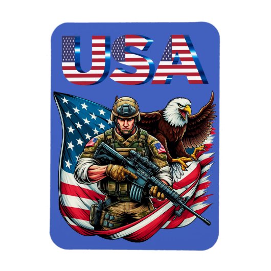Amerikaanse Soldier Eagle USA Vlag Patriottische K Magneet (Verticaal)