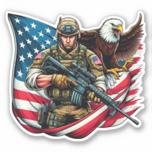 Amerikaanse Soldier Eagle USA Vlag Patriottische K Sticker