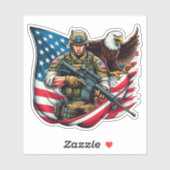 Amerikaanse Soldier Eagle USA Vlag Patriottische K Sticker (Vel)