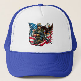 Amerikaanse Soldier Eagle USA Vlag Patriottische K Trucker Pet