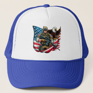 Amerikaanse Soldier Eagle USA Vlag Patriottische K Trucker Pet