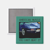 Amerikaanse spier auto, klassiek en  blauw V8 Magneet (Voorkant / Achterkant)