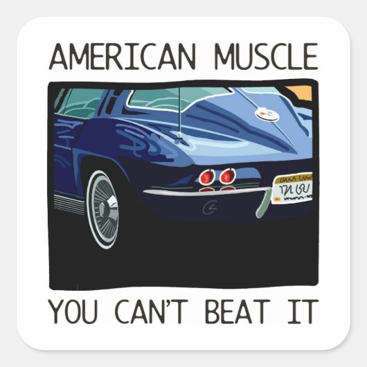 Amerikaanse spier auto, klassiek en  blauw V8 Vierkante Sticker (Voorkant)