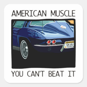 Amerikaanse spier auto, klassiek en  blauw V8 Vierkante Sticker