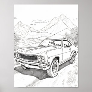 Amerikaanse Spier Auto Volwassen Kleuring Poster