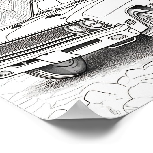 Amerikaanse Spier Auto Volwassen Kleuring Poster (Hoek)