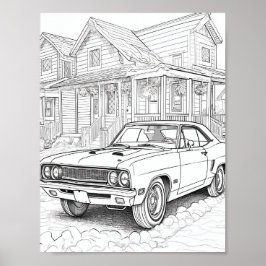 Amerikaanse Spier Auto Volwassen Kleuring Poster