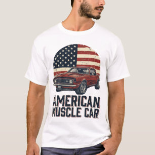 Amerikaanse Spierauto Vintage Vlag Shirt Ontwerp_1