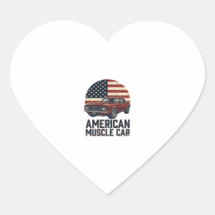 Amerikaanse Spierauto Vintage Vlag Shirt Ontwerp_1 Hart Sticker