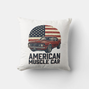 Amerikaanse Spierauto Vintage Vlag Shirt Ontwerp_1 Kussen