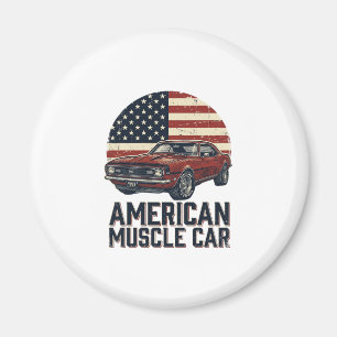 Amerikaanse Spierauto Vintage Vlag Shirt Ontwerp_1 Magneet