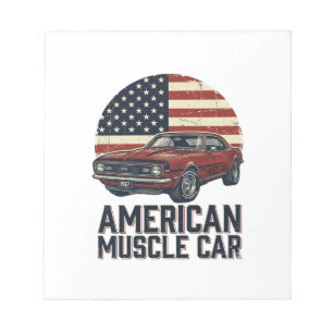 Amerikaanse Spierauto Vintage Vlag Shirt Ontwerp_1 Notitieblok