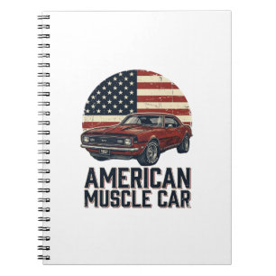 Amerikaanse Spierauto Vintage Vlag Shirt Ontwerp_1 Notitieboek
