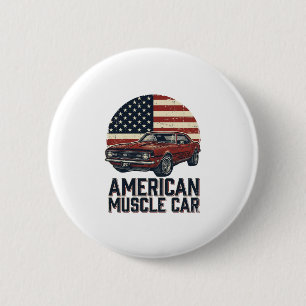 Amerikaanse Spierauto Vintage Vlag Shirt Ontwerp_1 Ronde Button 5,7 Cm