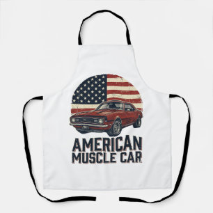 Amerikaanse Spierauto Vintage Vlag Shirt Ontwerp_1 Schort