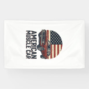 Amerikaanse Spierauto Vintage Vlag Shirt Ontwerp_1 Spandoek
