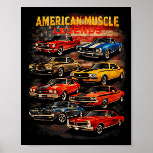 Amerikaanse Spierlegendes Klassieke Auto-enthousia Poster
