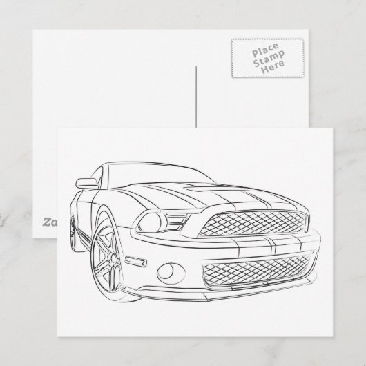 Amerikaanse spierwagen briefkaart (Voorkant / Achterkant)