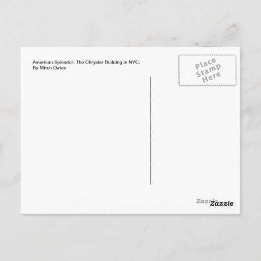 Amerikaanse Splendor Briefkaart (Achterkant)