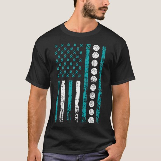 Amerikaanse Sport Vlag Stress Awareness Maand Bask T-shirt (Voorkant)