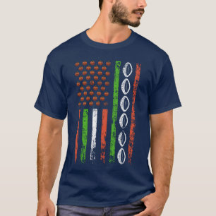 Amerikaanse sporten vlag Halloween Pompoen Rugby m T-shirt