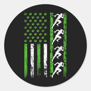 Amerikaanse sportvlag atletische baan en veld kuns ronde sticker